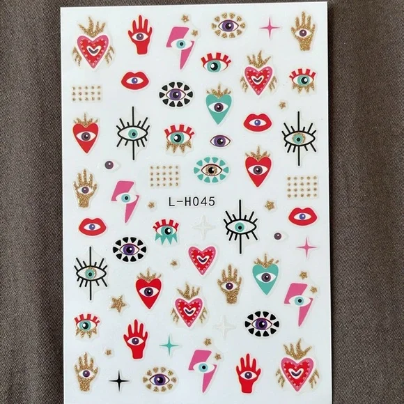 Brand New 5 Pack Nail Art Stickers - Evil Eye, Mushrooms etc. - Picture 5 of 6